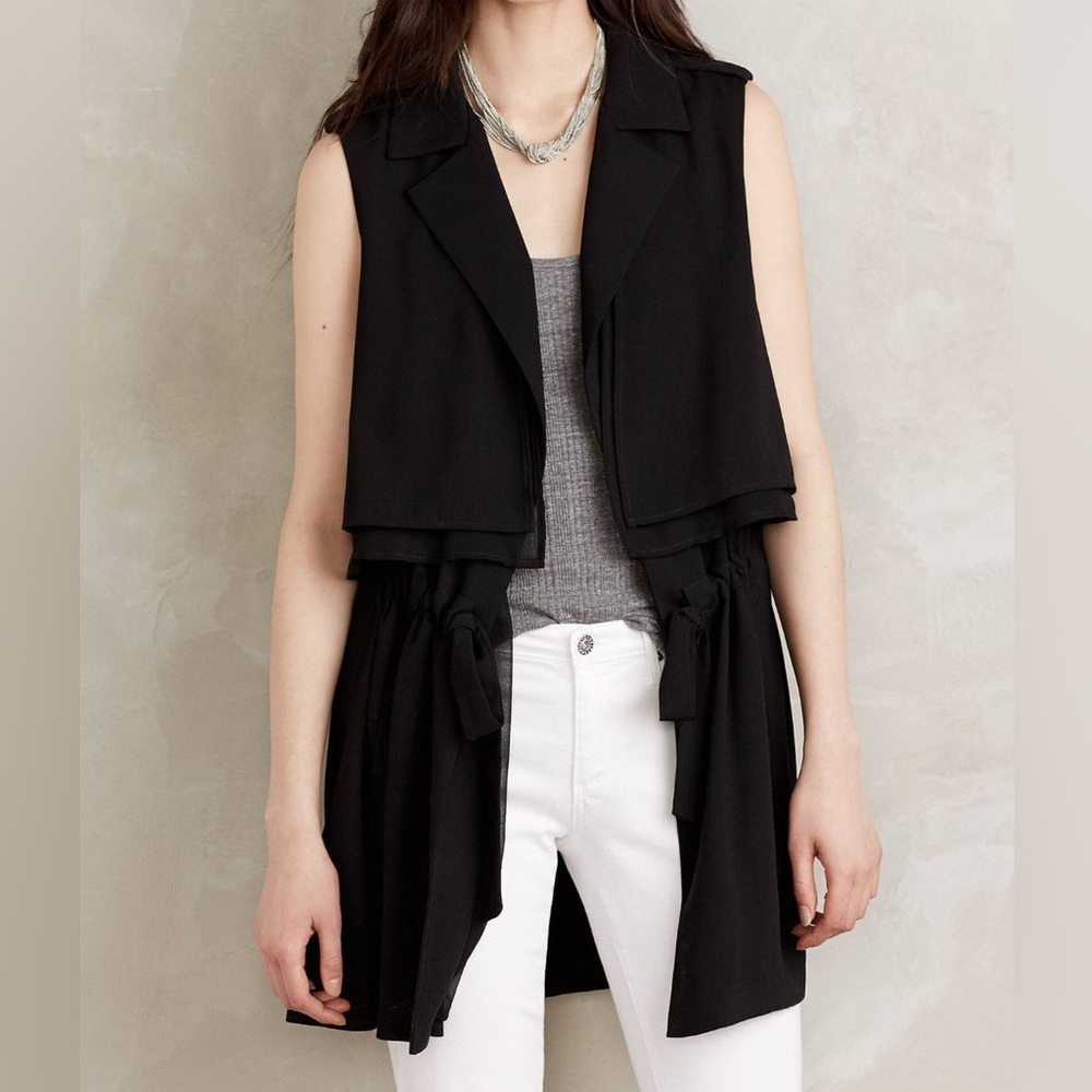 Anthropologie Cartonnier River Road Black Longline Vest